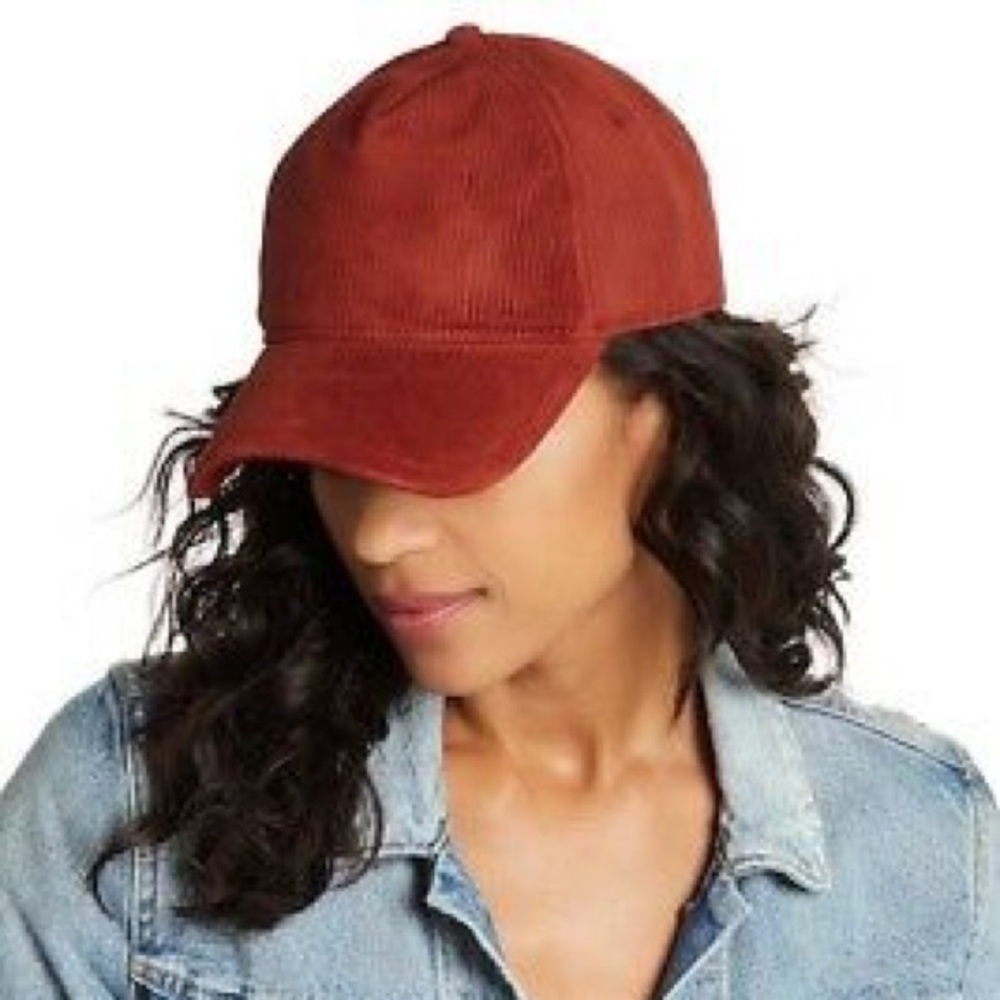 Rag and Bone Marilyn suede Baseball Cap- rust cord